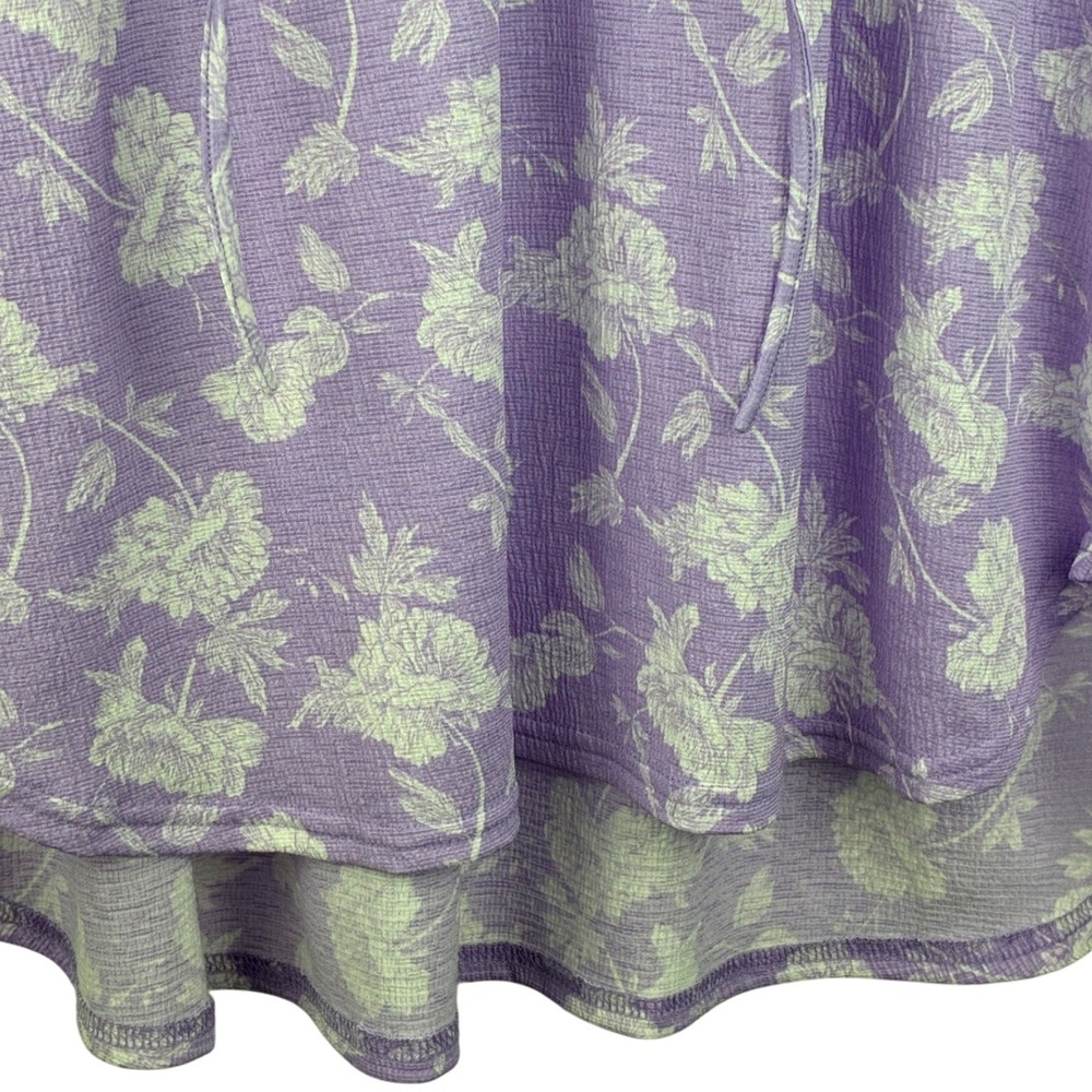Lavender Floral Smocked Peasant Blouse Boho Cottagecore Ruffle Top L - Picture 5 of 7